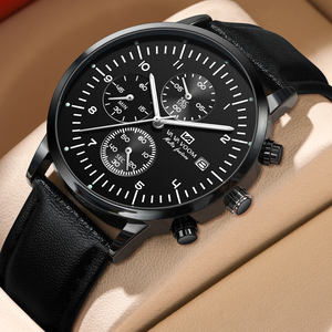 Montre chronographe vintage pour homme, bracelet en cuir, multifonction, montre-bracelet pour homme - Product Image 3