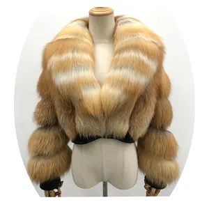Женское зимнее роскошное пальто из красного лисьего меха, размер под заказ, цвета, меховая короткая куртка