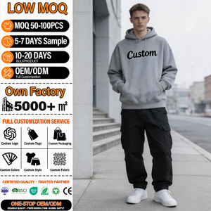 เสื้อฮู้ดผู้ชายสั่งทำพิเศษ ผ้าฝ้าย 100% เฟรนช์เทอร์รี่ ทรงโอเวอร์ไซส์ สไตล์ลำลอง สตรีทแวร์ พิมพ์ลายโลโก้ เสื้อฮู้ดใส่ได้ในฤดูใบไม้ร่วง - Product Image 1