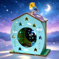 Jouets d'ingénierie en bois personnalisés Montessori, lampe de projection LED faite à la main, circuit imprimé, modèle de maison d'oiseaux ciel étoilé, ornement