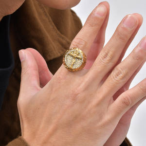 แหวนฮิปฮอปไทเทเนียมสตีลสไตล์เรโทรมาเรียสุดฮิต แหวนแฟชั่นผู้ชายไทเทเนียมสตีลประดับเพชรซิคอน - Product Image 4