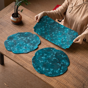Chinese Style Brocade Waterproof Tea Mat <b>Round</b> Double Sided Printed Fabric <b>Table</b> Runner For Tea Tray Coffee <b>Table</b> Home Decor - Product Image 5