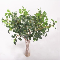 Vente en gros de feuilles de banian artificielles de haute qualité, branche de plantes vertes en soie, verdure artificielle pour la décoration de mariage et de la maison