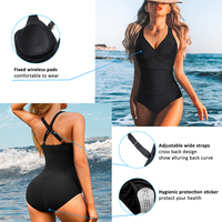 Maillot de bain une pièce sexy pour femme, décolleté plongeant, effet ventre plat, grande taille, avec sous-vêtements sculptants intégrés