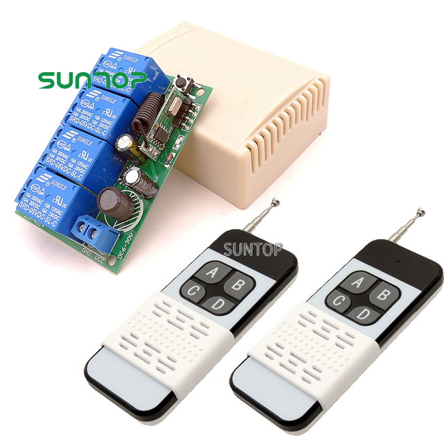 433MHz Universal Wireless Remote Control DC 6V 12V 24V 10A 4CH Relay Receiver Module with Long Range 1000m Transmitter
