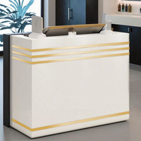 Comptoirs de réception modernes en MDF avec logo personnalisé, petite taille, éclairage LED, couleur personnalisée pour salon de beauté, usage commercial
