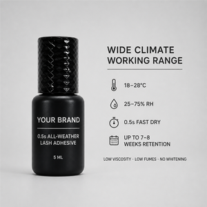 Colle noire pour extensions de cils 5ml, séchage rapide en quelques secondes, faible humidité, adhésif professionnel pour le volume et le coiffage des cils - Product Image 3