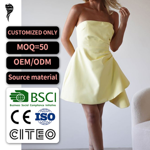 Nuovo Design Abito Mini Elegante in Raso Senza Spalline con Logo Personalizzato, Leggero e <span class=keywords><strong>su</strong></span> <span class=keywords><strong>Misura</strong></span> per Feste da Donna - Product Image 1