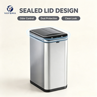 Poubelle intelligente à induction 20L avec capteur intérieur/extérieur, couvercle en PP, acier inoxydable pour bureau/maison