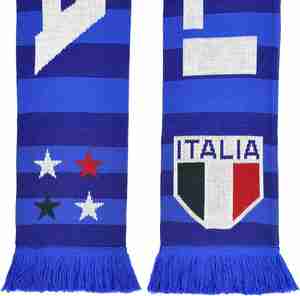 Bufanda de Fútbol Italiana Tejida (Bicolor Azul), Hecha de Acrílico 100% de Alta Calidad, Lavable - Product Image 3