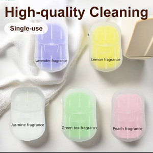 Boîte de 20 mini-savons portables hydrosolubles en feuilles <span class=keywords><strong>pour</strong></span> le lavage des mains – <span class=keywords><strong>Savon</strong></span> en papier de voyage <span class=keywords><strong>pour</strong></span> un nettoyage de base - Product Image 1