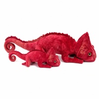Kadal Merah Realistis dengan Ekor Keriting, Mainan Hewan Boneka Desain Simulasi, Boneka Hewan Isi Dakron untuk Koleksi Pecinta Dinosaurus