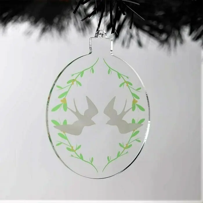 Customize Clear Bauble Acrylic Printed Doves Christmas Ornaments Christmas Tree Decoration