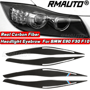 RMAUTO 2 pièces, autocollants de garniture pour phares en fibre de carbone véritable, kit carrosserie pour BMW E90 F30 F10, accessoires de voiture - Product Image 1