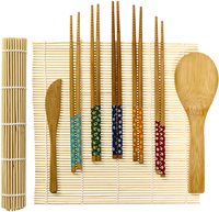 Ensemble cadeau d'outils pour la fabrication de sushis, 2 tapis à rouler, 5 paires de baguettes, moule à sushis, kit de fabrication de sushis, tube à pousser pour sushis, tube à sushis