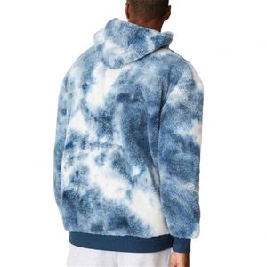 Custom High Quality Spring Long Sleeve Heavy Weight Knitted <b>Tie</b> Dye Men Fur Hoodies Polyester/Cotton Oversized Pullover - Product Image 3