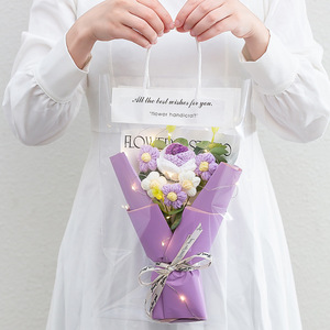 Ramo de hilo de rosas de punto Producto terminado de girasol hecho a mano para enviar <span class=keywords><strong>flores</strong></span> de simulación de regalo - Product Image 5