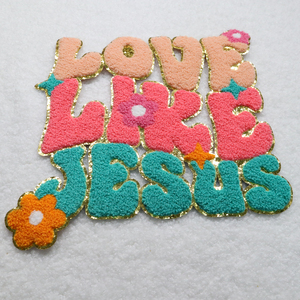 Best Price Stock Holiday Easter Patches Green Cartoon Iron on Rabbit Glitter Letters Easter Chenille Patches for Clothing - Product Image 6