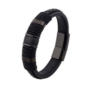 Bracciale Punk in Pelle PU per Uomo con Chiusura Magnetica in Acciaio Inossidabile, Bracciali Avvolgenti alla Moda, Bracciali in Pelle Intrecciata - Product Image 3
