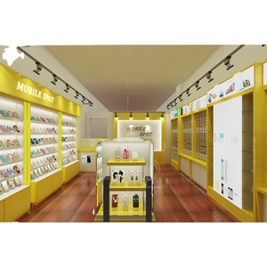 Mostrador de exhibición para tienda de teléfonos móviles, vitrina de cristal con diseño de madera, armario de pared - Product Image 4