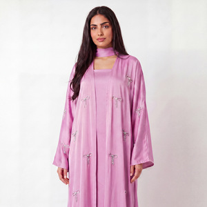 Vêtements islamiques <span class=keywords><strong>pour</strong></span> femmes, Abaya de luxe avec nœuds en diamant et robe intérieure, ensemble Abaya 2 pièces, Abaya élégante et modeste, robe musulmane <span class=keywords><strong>pour</strong></span> femmes <span class=keywords><strong>pour</strong></span> l'Aïd - Product Image 3