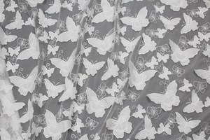 Vải Ren Tuyn Thêu Hoa Bướm Trắng Hoa 3D - Product Image 5