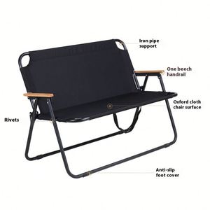 Chaise de camping pliable double pour l'extérieur, en tissu Oxford 600D, avec logo personnalisé, économique, pour la pêche - Product Image 2