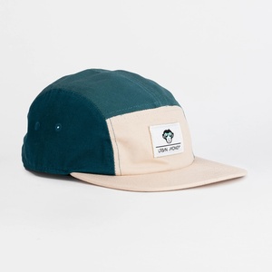 Diseña Tu Propio Logotipo para Niños, Gorra de Cinco Paneles en Dos Tonos Verde Pavo Real y Azul, Fabricación de Gorras - Product Image 3