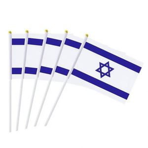 Banderas Miniatura de Israel Personalizadas de Poliéster al por Mayor, Banderas Pequeñas de Mano con Asta para Decoración - Product Image 3