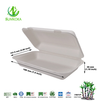 SUMKOKA 700ml Boîtes Biodégradables FDA en Bagasse de Canne à Sucre pour Aliments, Contenants à Emporter