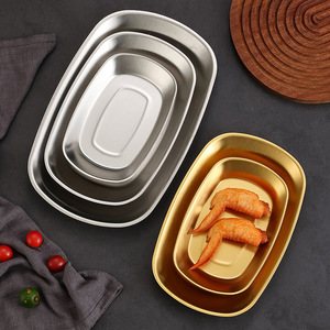 Stainless Steel Serving Tray Rectangular Deep Plate Unbreakable For Household And Commercial Use - Product Image 1