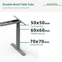 BF3A 3 étapes carré électrique hauteur réglable ordinateur Table jambe colonne de levage pour bureau à domicile cadre de bureau debout