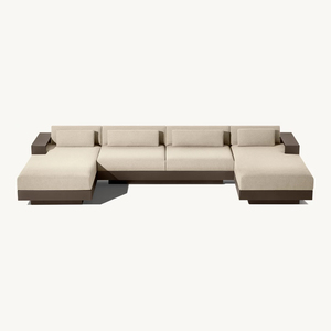 Sang Trọng Kim Loại Nhôm Khung Cắt Sofa Patio Ngoài Trời Đồ Nội Thất Sân Vườn Mời Thư Giãn Sofa Set - Product Image 5
