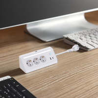 Tira de enchufes de escritorio LED con corriente nominal de 16A, salidas de 3CA, USB y cable de 1,5 M, nuevo diseño, enchufes estándar de la UE