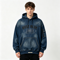 Sweat à capuche oversize à cordon de serrage Kornit DTG, imprimé motif fil barbelé, nuage carré, étoile à quatre branches et éclaboussures, multi-déchiré, style streetwear