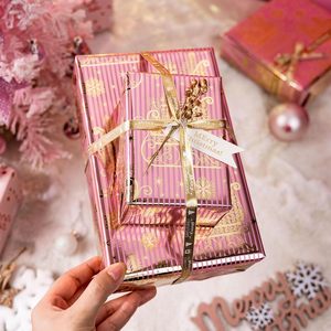 Burymento Christmas <b>Wrapping</b> <b>Paper</b> 17 In X 32.8 Ft Reversible Pink Gold Sled Design Gift Wrap For Holiday Crafting - Product Image 6