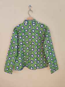 Veste matelassée florale verte et bleue pour femmes, veste en coton Kantha faite à la main, imprimé en bloc, style bohème, manteau d'hiver vintage, veste indienne - Product Image 6