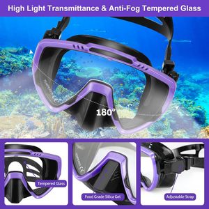 Máscara de Buceo Antivaho de Vidrio Templado de Calidad Europea con Certificación CE ISO, Juego de <span class=keywords><strong>Aletas</strong></span> de <span class=keywords><strong>Snorkel</strong></span> con <span class=keywords><strong>Aletas</strong></span> Ajustables - Product Image 2