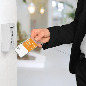 Black leather belt <b>clip</b> with groove, retractable badge roll keychain, double-sided hard document protective sleeve. - Product Image 2