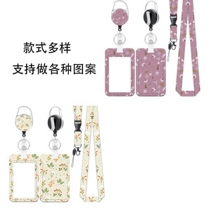 In stock: retractable scroll, cute black cat flower easy-pull buckle card <b>holder</b>, detachable lanyard, <b>ID</b> card buckle set. - Product Image 5