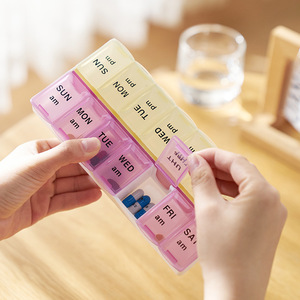 Pill Storage Case 14 Compartments Weekly Organizer Portable Medicine Box With Cover For Daily Use - Product Image 3