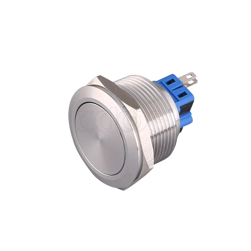 Factory direct supplier cdoe 30mm flat head push switch metal round on off button spdt pin terminal