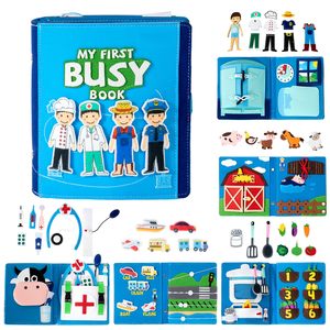 Tableau d'activités portable pour tout-petits sur diverses métiers, planche d'apprentissage préscolaire, livre d'activités Montessori en feutre - Product Image 1