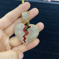 Colliers avec pendentif cœur, chaîne en corde, collier en gros, bijoux hip hop cœur