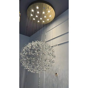 Lampadario in Vetro Artistico <span class=keywords><strong>a</strong></span> Forma di <span class=keywords><strong>Sfera</strong></span> con Petali, Decorazione Floreale Moderna per Soggiorno e Scale - Product Image 2
