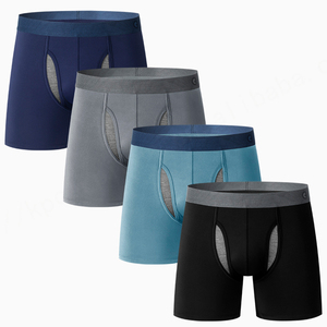 Custom Logo Mens Underpants Shorts Spandex <b>Fly</b> Pouch Shorts Plain Performance Underwear - Product Image 2