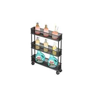 Jinsheng <b>Narrow</b> Bathroom <b>Storage</b> Rack 4 Layers Rectangular Freestanding With Wheels For Easy Movement - Product Image 5