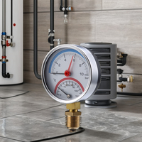 80mm Pressure Temperature Combo Gauge 0-120 0-10Bar Brass Connection 2.5% Accuracy Analog Display for Boiler HVAC Heating