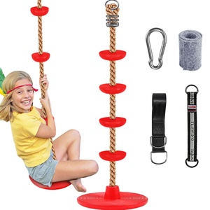 Climbing Rope Swing with Platform and Disc Swing Set Rope Ladder for Kids Outdoor Tree Backyard Playground Swing with Strap