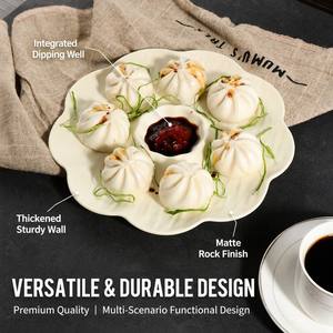 Plato para Dumplings Japoneses con Salsita, Textura de Piedra, Melamina Irrompible, Forma de Flor, Bandeja para Sushi para Restaurante y Uso Doméstico - Product Image 5